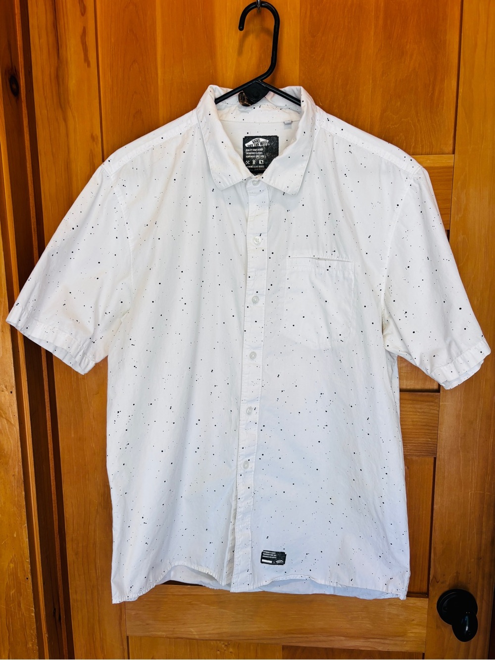 Vans Men's Houser White Paint Splatter Short Sleeve Button Down Shirt XL